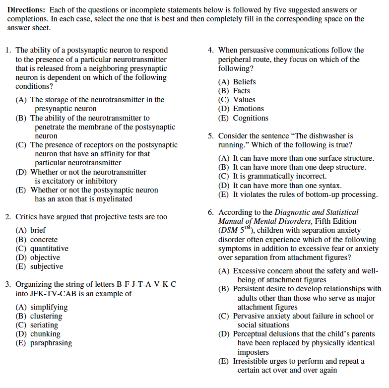 GRE Psychology Subject Test 2022 Practice Test Questions Tips 